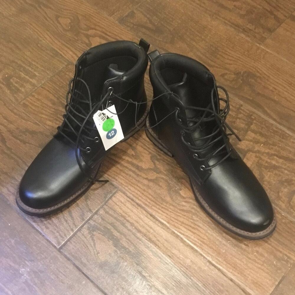 Men’s lace up dress TIMBERLAND style combat boot size 12 black lug sole new